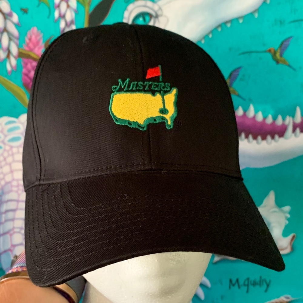 Unworn “The Masters” Black Structured Golf Hat with Logo Details